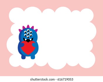cute monster love message card
