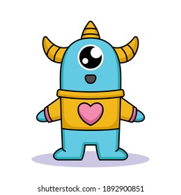 Cute monster in love theme Valentine's Day