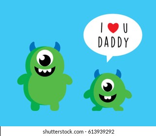 cute monster i love you daddy card