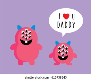 cute monster i love you daddy card