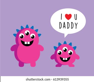 cute monster i love you daddy card