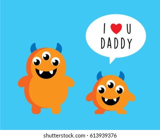 cute monster i love you daddy card