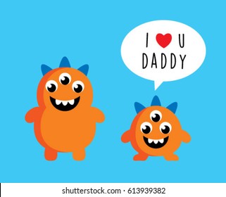 cute monster i love you daddy card