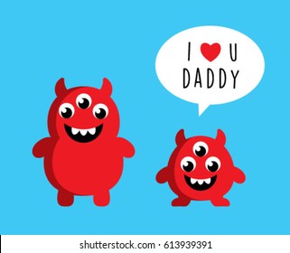 cute monster i love you daddy card
