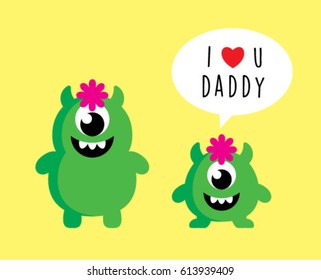 cute monster i love you daddy card