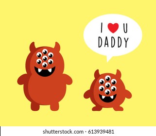 cute monster i love you daddy card