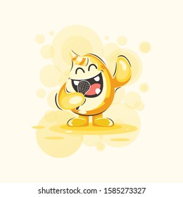 cute monster  mascot cartoon design vector with singing