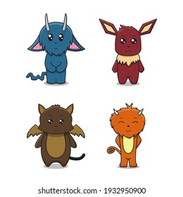 Cute monster mascot character cartoon vector icon illustration. Monster icon concept isolated vector. Flat cartoon style