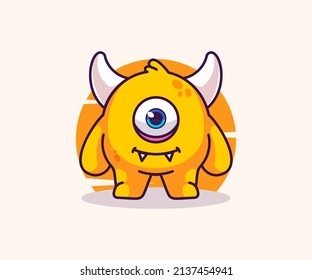 cute monster mascot illustration, vector. flat cartoon style.