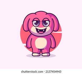 linda ilustración de mascota monstruo, vector. estilo de dibujos animados planos.