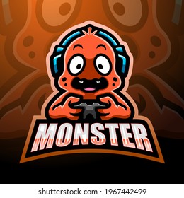 Cute monster mascot logo design