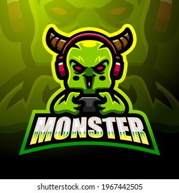 Cute monster mascot logo design
