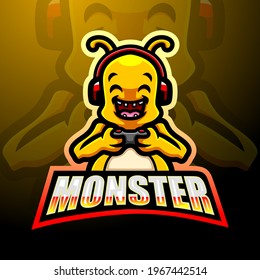Cute monster mascot logo design