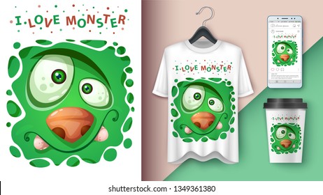 Cute monster - mockup for your idea. Vector eps 10