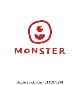 cute monster monoline logo concept. Vector illustration