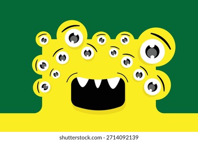 Cute monster with multiple eyes in a playful cartoon style, great for kids content, hallowen theme, fun posters, and character design