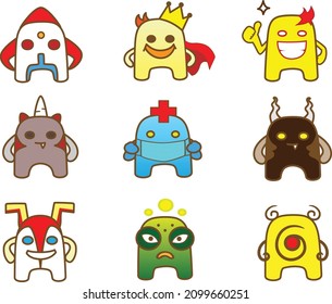 cute monster mutant robot set