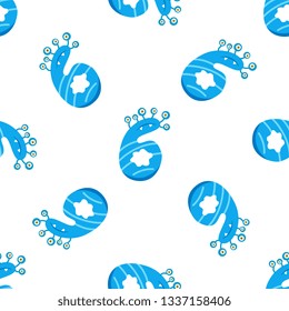 Cute monster number six seamless pattern. Kids theme.Background, fabric, wrap paper, textile. Vector file  not cropped - clipping mask used for easy editing.