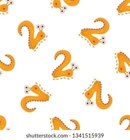 Cute monster number two seamless pattern. Kids theme.Background, fabric, wrap paper, textile. Vector file  not cropped - clipping mask used for easy editing.