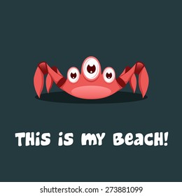 Cute monster on dark background.