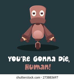 Cute monster on dark background.