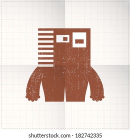 Cute monster on folded paper