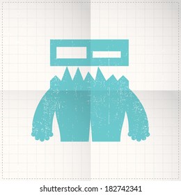 Cute monster on folded paper