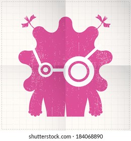 Cute monster on folded paper