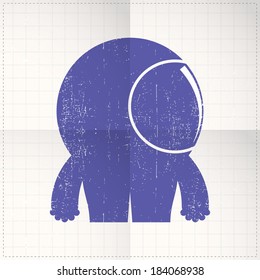 Cute monster on folded paper
