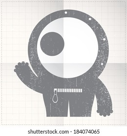 Cute monster on folded paper