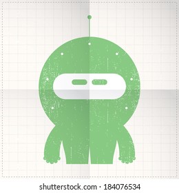 Cute monster on folded paper