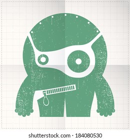 Cute monster on folded paper