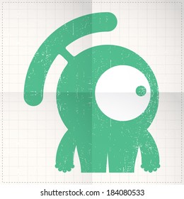 Cute monster on folded paper