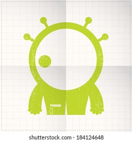 Cute monster on folded paper