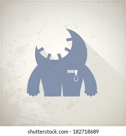Cute monster on grunge background