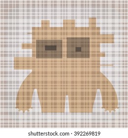 Cute monster on textile, fabric background