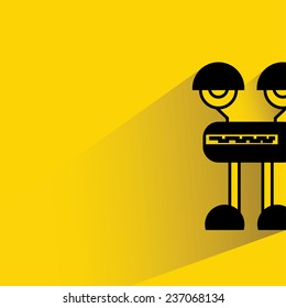 cute monster on yellow background, flat and shadow theme