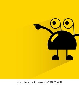 cute monster on yellow background, flat and shadow theme