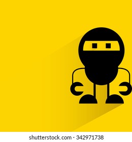 cute monster on yellow background, flat and shadow theme