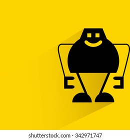 cute monster on yellow background, flat and shadow theme