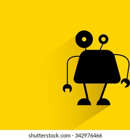 cute monster on yellow background, flat and shadow theme