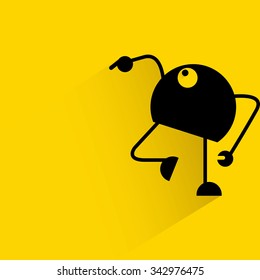 cute monster on yellow background, flat and shadow theme