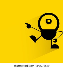 cute monster on yellow background, flat and shadow theme