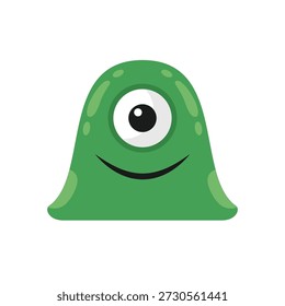 Monstro bonito com ilustração vetorial plana de um olho isolado no fundo branco