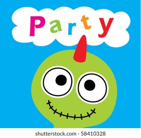 cute monster party card