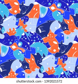 Cute monster party vector kids seamless pattern.