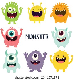Cute monster pattern, monster vector illustration background