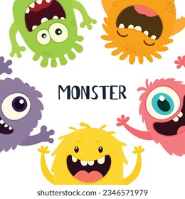 Cute monster pattern, monster vector illustration background