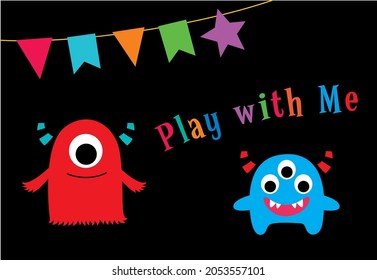 cute monster play with me vector