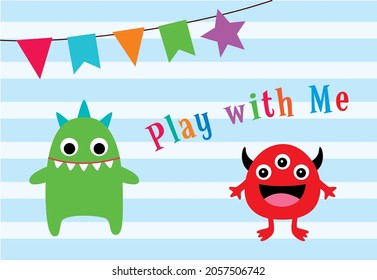 cute monster play with me vector